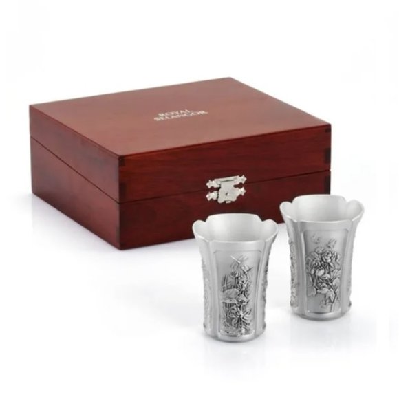 Royal Selangor Pewter Set of 2 Four Seasons Tumblers Cups Beakers New in Box - Picture 9 of 11